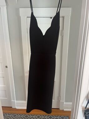 Blue Blush Black Scalloped V-Neck Mini Dress